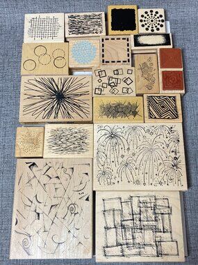 Large Lot of VTG 90s Y2K RARE Patterns Rubber Stamps 20pc Bundle New Old Stock